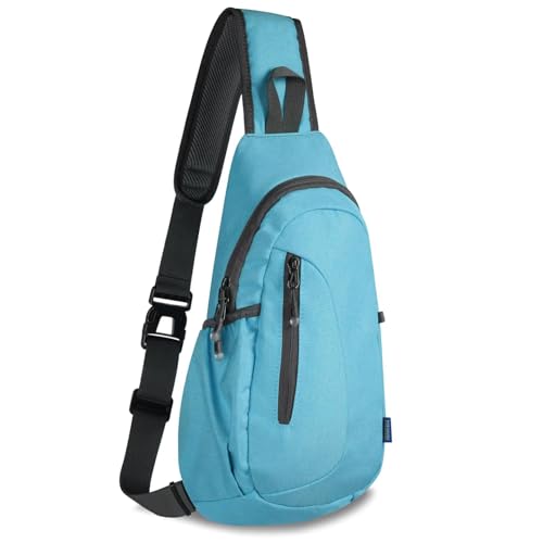 TITECOUGO Small Canvas Sling Bag Lightweight Crossbody Bag for Women Rucksack for Men Running Backpack Travel Chest Pack Daypack Shoulder for Gym Work Hiking Outdoor Sports Sky Blue von TITECOUGO