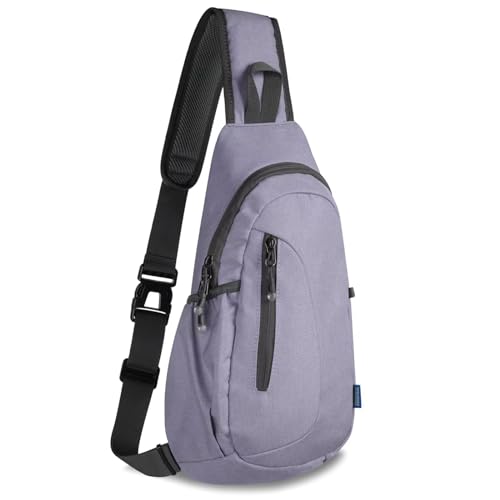 TITECOUGO Small Canvas Sling Bag Lightweight Crossbody Bag for Women Rucksack for Men Running Backpack Travel Chest Pack Shoulder Daypack for Gym Work Outdoor Hiking Sports Light Purple von TITECOUGO