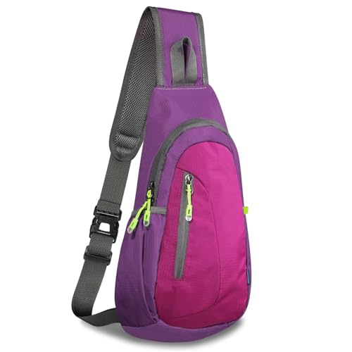 TITECOUGO Small Sling Bag Lightweight Crossbody Bag for Women Rucksack for Men Running Backpack Travel Chest Pack Daypack Shoulder for Gym Work Hiking Outdoor Sports Purple/Rose von TITECOUGO