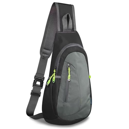 Kleiner Sling Bag Leichter Crossbody Bag für Frauen Rucksack für Männer Lauf-Rucksack Reise-Brusttasche Schulter Tagesrucksack für Fitnessstudio Arbeit Outdoor Wandersport Schwarz/Dunkelgrau von TITECOUGO