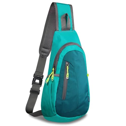 Kleiner Sling Bag Leichter Crossbody Rucksack für Frauen Rucksack für Männer Lauf-Rucksack Reise-Brusttasche Schulter-Tagesrucksack für Fitnessstudio Arbeit Sport Wandern Outdoor Grün/Dunkelgrün von TITECOUGO