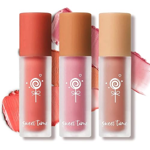 TITIMORE 3Pcs Liquid Blush Make-up Flüssiges Rouge Samtige Textur Dewy Finish Creme Rouge Wange Leichtes Glattes,Atmungsaktiv,Ideales Gel Blush Geschenk für Frauen von TITIMORE