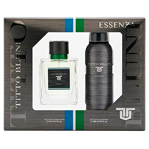 TITTO BLUNI Essenza Geschenkset für Herren, Eau de Toilette 75 ml und Deodorant Spray, 200 ml, Gelb, 2 Stück von TITTO BLUNI