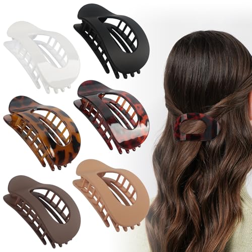 6 Stück Halt Innenzähne Haar Krallen, Oval Halt Seitliche Haarklammern Flache Haarkrallen, Flache Haarspangen für Damen von TIVUNORON