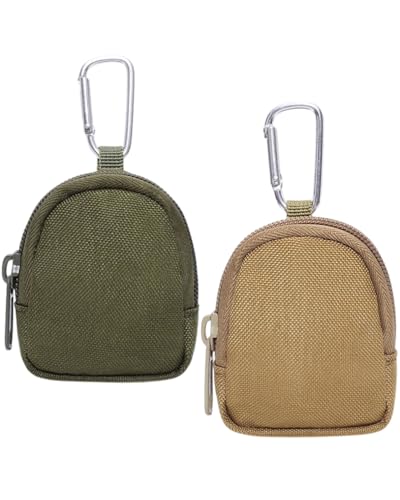TIXQOLO Münzgeldbörse 2er Set CP Camouflage & Erdtöne – Reißverschluss, Leicht & Robust für Outdoor, Camping (Kompakt, Schlüsselanhänger) von TIXQOLO