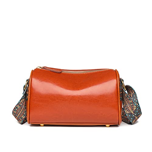 TIYETA Crossbody-Taschen Für Frauen Vintage Small Crossbody Leder Geldbörse Wide Strap Damen Hellen Haut Schulter Handtaschen,Braun von TIYETA