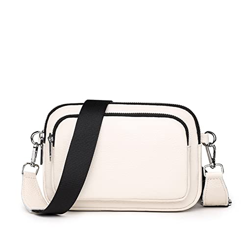 TIYETA Kleine Crossbody-Taschen Für Frauen Breiter Riemen Leder Geldbörsen Damen Schulter Handtaschen Crossbody Geldbörse Multi Pockets,Weiß von TIYETA