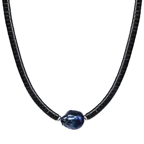 TIYO Schwarze Herren-Edelstein-Perlen-Halskette, großer Perlenanhänger, Choker, Naturstein-Perlen, Strand-Halskette für Herren, verstellbar, Modeschmuck, Geschenk, Unisex, Large, Edelstein, Onyx Perle TIYO Schwarze Herren-Edelstein-Perlen-Halskette, großer Perlenanhänger, Choker, Naturstein-Perlen, Strand-Halskette für Herren, verstellbar, Modeschmuck, Geschenk, Unisex, Large, Edelstein, Onyx Perle von TIYO