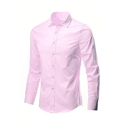 TIYRUS Herren Business Casual Langarmhemd Hemden (Color : Pink, Size : M) von TIYRUS
