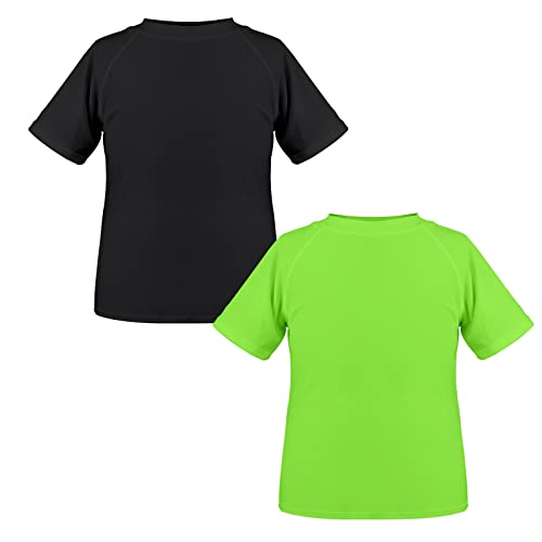 TIZAX 2 Stück Kinder UV Shirt Kurzarm Jungen Badeshirt Schwimmshirt Schnelltrocknend UPF 50+ Sonnenschutz Rash Guard T-Shirt Schwarz+Grün 11-12 Jahre/146-152 von TIZAX