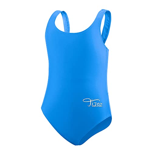 TIZAX Einteiliger Badeanzug für Mädchen Kinder Racerback Sport Schwimmanzug Blau 9-10 Jahre 140 von TIZAX