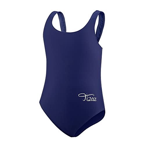 TIZAX Einteiliger Badeanzug für Mädchen Kinder Racerback Sport Schwimmanzug Marineblau 9-10 Jahre 140 von TIZAX