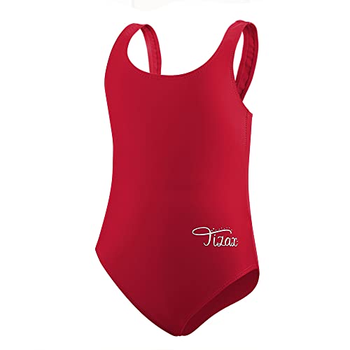 TIZAX Einteiliger Badeanzug für Mädchen Kinder Racerback Sport Schwimmanzug Rot 11-12 Jahre 152 von TIZAX