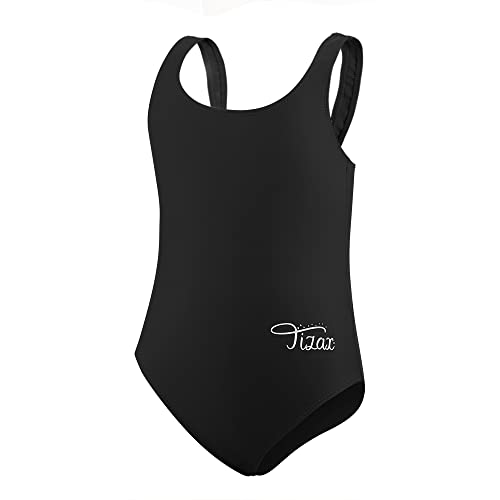 TIZAX Einteiliger Badeanzug für Mädchen Kinder Racerback Sport Schwimmanzug Schwarz 13-14 Jahre 164 von TIZAX