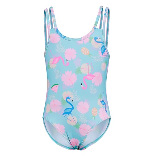 TIZAX Einteiliger Badeanzug für Mädchen UPF 50+ Kinder Schwimmanzug Schnell Trocknend Bademode Sommerurlaub Strandbekleidung für Kinder Blau 9-10 Jahre 134-140 von TIZAX