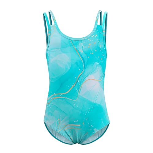 TIZAX Einteiliger Badeanzug für Mädchen UPF 50+ Kinder Schwimmanzug Schnell Trocknend Bademode Sommerurlaub Strandbekleidung für Kinder Blau-Grün 13-14 Jahre 158-164 von TIZAX