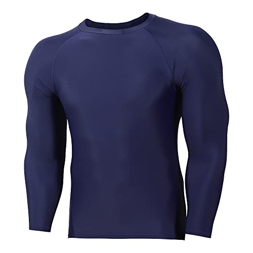 TIZAX Herren UV Badeshirt Langarm UPF50+ Sonnenschutz Schwimmshirt Rash Guards Männer Kompressionsshirt Sport Tshirts Schnelltrocknend Marineblau L von TIZAX