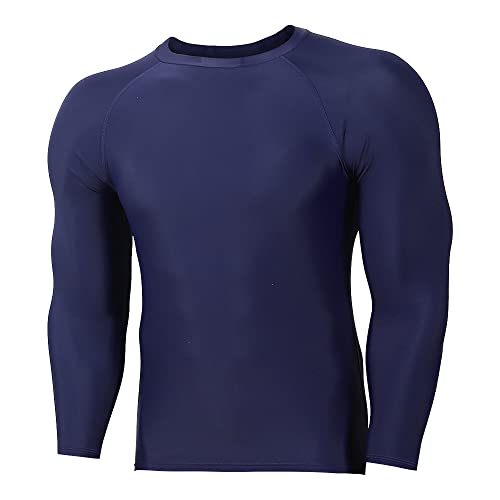 TIZAX Herren UV Badeshirt Langarm UPF50+ Sonnenschutz Schwimmshirt Rash Guards Männer Kompressionsshirt Sport Tshirts Schnelltrocknend Marineblau M von TIZAX