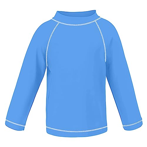 TIZAX Kinder Jungen Schwimmshirt Langarm UV Badeshirt Badebekleidung Schnelltrocknend für Kinder Blau 104 Etikett 4 von TIZAX