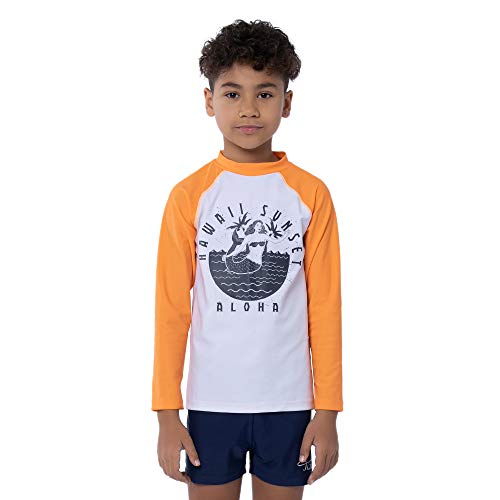 TIZAX Kinder Jungen Schwimmshirt Langarm UV Badeshirt Badebekleidung Schnelltrocknend für Kinder Orange 110 Etikett 5 von TIZAX