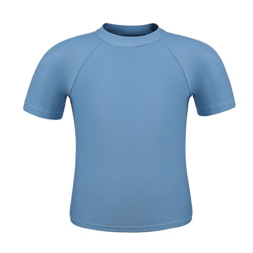 TIZAX Kinder Kurzarm UV Badeshirt Schwimmshirt Rashguard für Jungen Schnelltrocknend Blau-Grau 4 Jahre von TIZAX