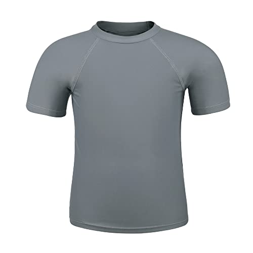 TIZAX Kinder Kurzarm UV Badeshirt Schwimmshirt UPF 50+ Rashguard für Jungen Schnelltrocknend Dunkelgrau 6 Jahre von TIZAX