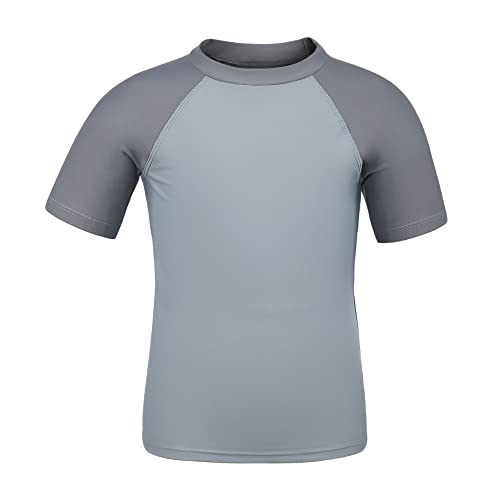 TIZAX Kinder Kurzarm UV Badeshirt Schwimmshirt UPF 50+ Rashguard für Jungen Schnelltrocknend Grau 5 Jahre von TIZAX