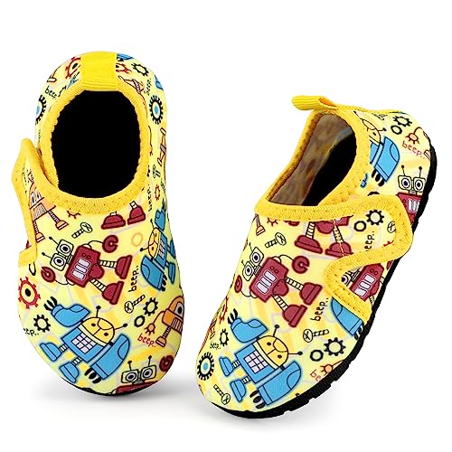 TIZAX Kleinkind Badeschuhe Kinder Jungen Wasserschuhe rutschfeste Sommer Schnelltrocknend Barfusssocken Aquaschuhe für Strand Schwimmbad Gelb 24/25 von TIZAX