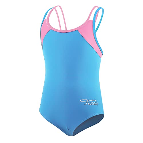 TIZAX Mädchen Einteiliger Badeanzug Zurück überqueren Multi Straps Kinder Bademode UPF 50+ Schnell Trocknen Strand Bikini Badebekleidung Blau 16 Jahre 170 von TIZAX