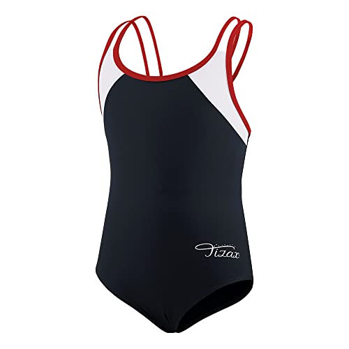 TIZAX Mädchen Einteiliger Badeanzug Zurück überqueren Multi Straps Kinder Bademode UPF 50+ Schnell Trocknen Strand Bikini Badebekleidung Schwarz 14 Jahre 158/164 von TIZAX