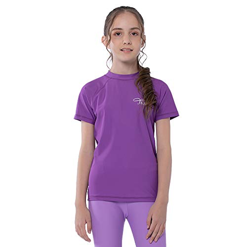 TIZAX Mädchen Kurzarm UV Schwimmshirt Kinder Badeshirt UPF50 + Schnelltrocknend Rashguard Violett 6 Jahre von TIZAX