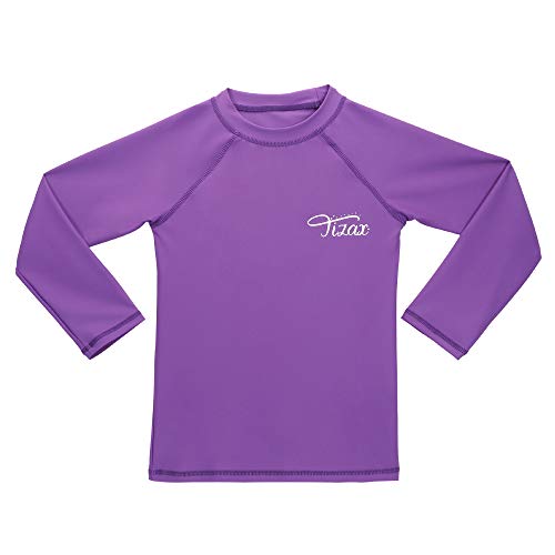 TIZAX Mädchen Langarm UV Badeshirt Kinder Sonnenschutz Schnelltrocknend Schwimmshirt Badebekleidung Rashguard Violett 5 Jahre von TIZAX