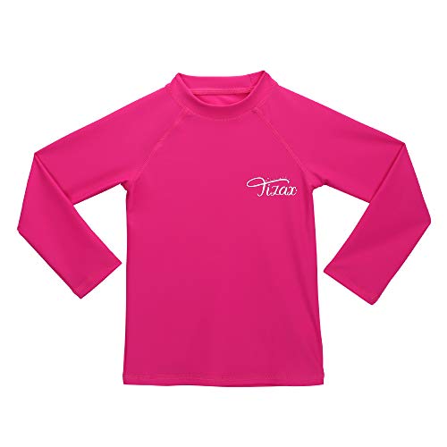 TIZAX Mädchen Langarm UV Badeshirt Kinder Sonnenschutz Schnelltrocknend Schwimmshirt Badebekleidung Rashguard Rosa 4 Jahre von TIZAX