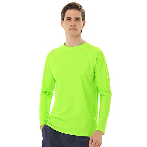 TIZAX UV Badeshirt Herren Langarm Schwimmshirt Rash Guard Shirt Männer UPF50+ Sonnenschutz Wassersport T-Shirt Schnelltrocknend Grün L von TIZAX