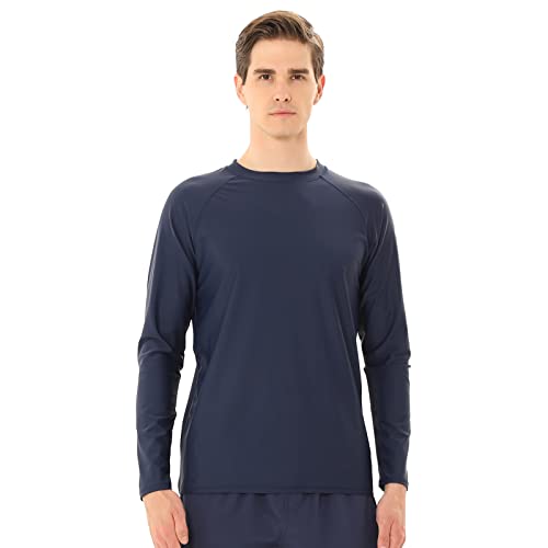 TIZAX UV Badeshirt Herren Langarm Schwimmshirt Rash Guard Shirt Männer UPF50+ Sonnenschutz Wassersport T-Shirt Schnelltrocknend Marineblau XL TIZAX UV Badeshirt Herren Langarm Schwimmshirt Rash Guard Shirt Männer UPF50+ Sonnenschutz Wassersport T-Shirt Schnelltrocknend Marineblau XL von TIZAX