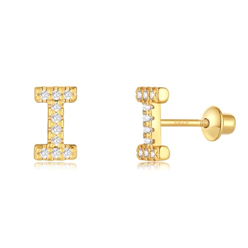 Buchstabe Ohrringe Silber 925, Initiale I Kleine Gold Ohrringe für Mädchen Damen Geburtstag von TIZU