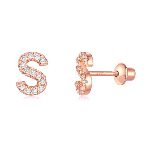 Buchstabe Ohrringe Silber 925, Initiale S Kleine Rose Gold Ohrringe für Mädchen Damen Geburtstag Buchstabe Ohrringe Silber 925, Initiale S Kleine Rose Gold Ohrringe für Mädchen Damen Geburtstag von TIZU