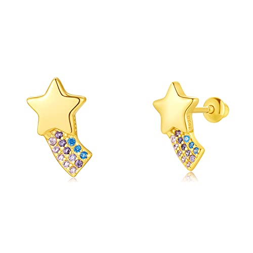 Mädchen Ohrringe 925 Sterling Silber Post Hypoallergene Schraubverschluss mit Sicherheit ohrstecker versch Ohrringe für Kinder Mädchen Damen Schmuck (Regenbogen) Mädchen Ohrringe 925 Sterling Silber Post Hypoallergene Schraubverschluss mit Sicherheit ohrstecker versch Ohrringe für Kinder Mädchen Damen Schmuck (Regenbogen) von TIZU