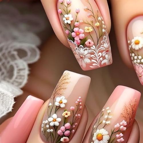 TIZYFF Press on Nails, Rustic Flower Fake Nails, Künstliche Nägel für Frauen und Mädchen -24 Stück TIZYFF Press on Nails, Rustic Flower Fake Nails, Künstliche Nägel für Frauen und Mädchen -24 Stück von TIZYFF