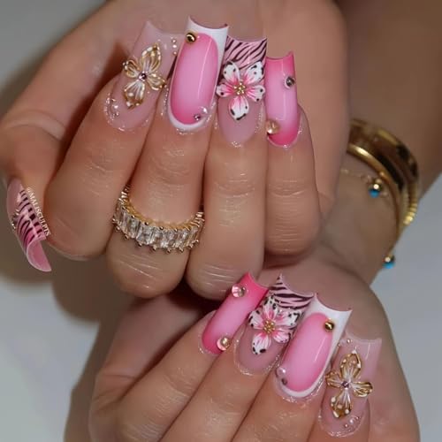 TIZYFF Klebepartienägel, Blumen Oval Mittel Falsche Nägel, künstliche Nägel für Frauen und Mädchen - 24 Stück TIZYFF Klebepartienägel, Blumen Oval Mittel Falsche Nägel, künstliche Nägel für Frauen und Mädchen - 24 Stück von TIZYFF