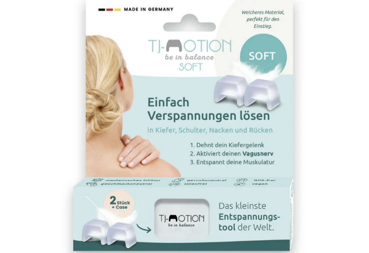 TJ-MOTION be in balance Massagegerät TJ-Motion Soft die neue Lösung von Kiefer-Nacken- Rückenverspannungen TJ-MOTION be in balance Massagegerät TJ-Motion Soft die neue Lösung von Kiefer-Nacken- Rückenverspannungen von TJ-MOTION be in balance