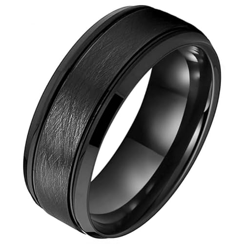 Schwarz Wolfram Herren Ring Gebürstet Matt und Glanz-21.5mm von TJ Tom Jaxon