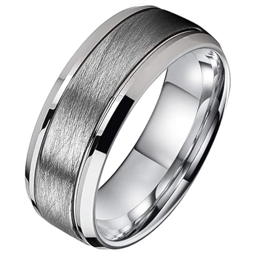 Silber Wolfram Herren Ring Gebürstet Matt und Glanz-22mm von TJ Tom Jaxon