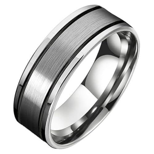 Tom Jaxon Herren Ring Wolfram Black Groove Mat and Gloss 21mm von TJ Tom Jaxon