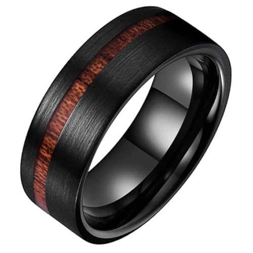 Tom Jaxon Herren Ring Wolfram Matt Schwarz Holz Nut-19mm von TJ Tom Jaxon