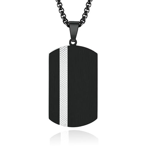 Tom Jaxon Stahl Herren Halskette mit schwarzem Dogtag Anhänger - 60cm von TJ Tom Jaxon