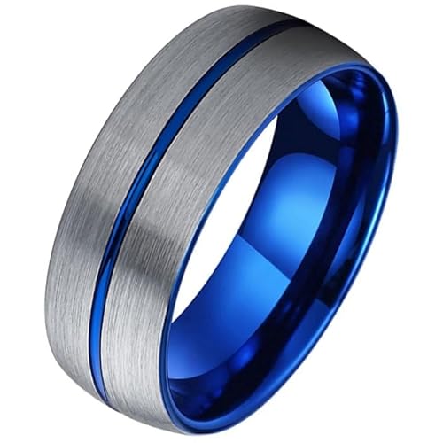 Wolfram Herren Ring Nut Gebürstet Silber Blau 18mm von TJ Tom Jaxon