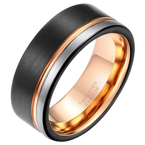 Wolfram Herren Ring Nut Schwarz Silber Rose 19mm von TJ Tom Jaxon