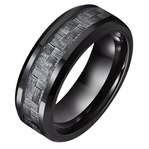 Wolfram Herren Ring Tom Jaxon schwarz Glanz Fibre Inlay-21mm von TJ Tom Jaxon