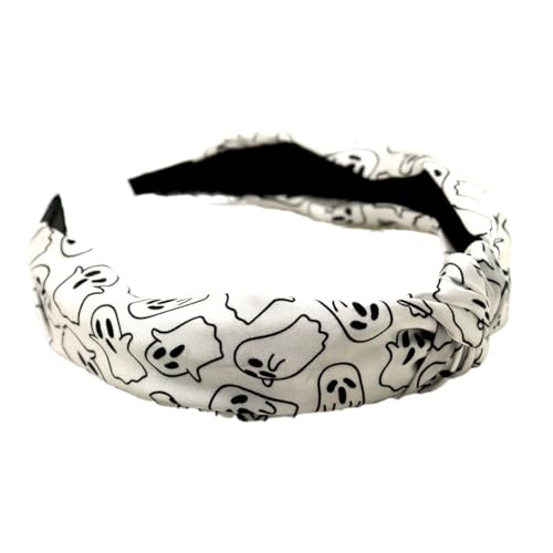 Einzigartige Top Knot Stirnband für Frauen Kreative Geist Spinnennetz Katze Haarbänder Rutschfeste Haarreifen Dekorative Halloween Haar Band Mode Haarschmuck (Weiß A) von TJCGCKK